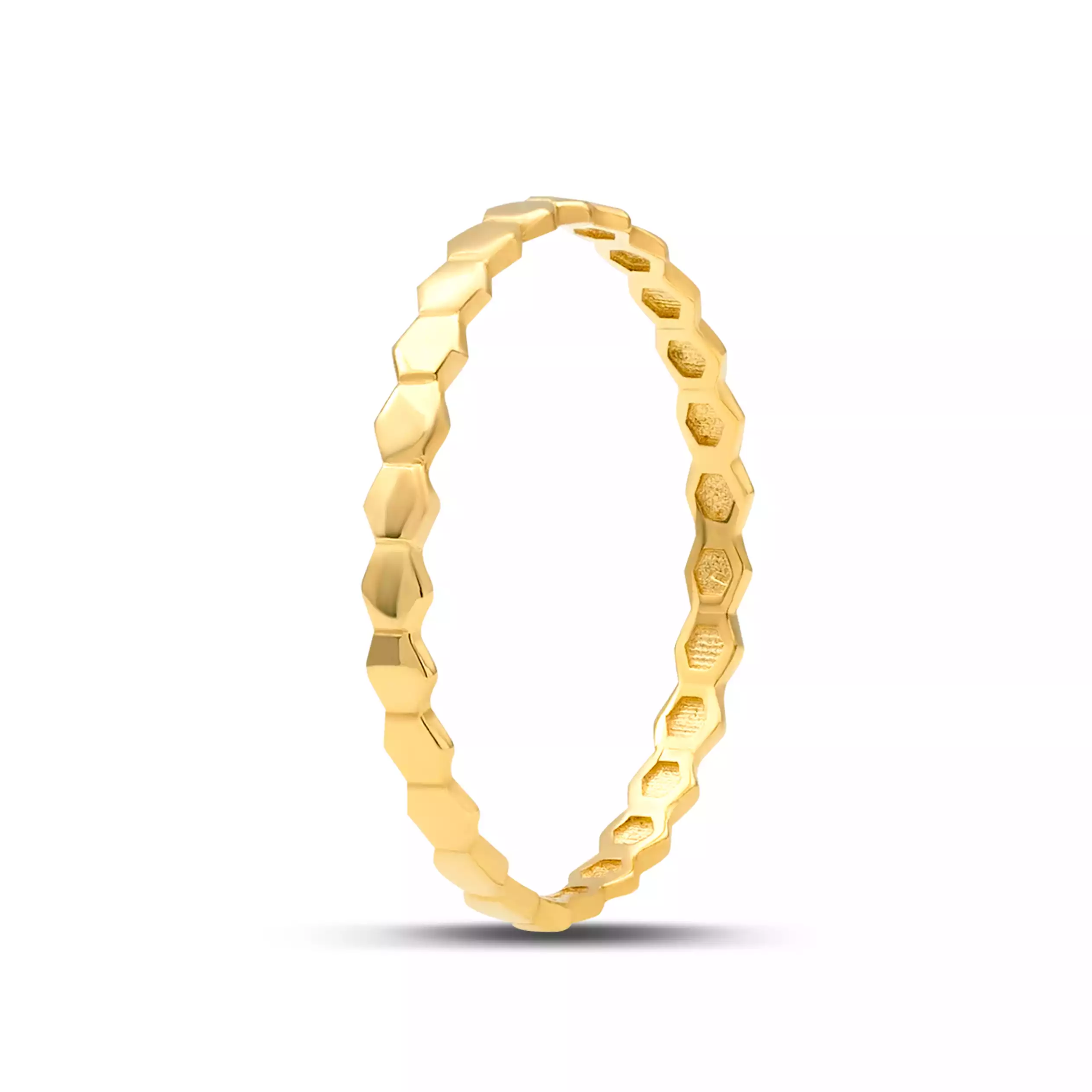 انگشتر طلا بدون نگین شش ضلعی