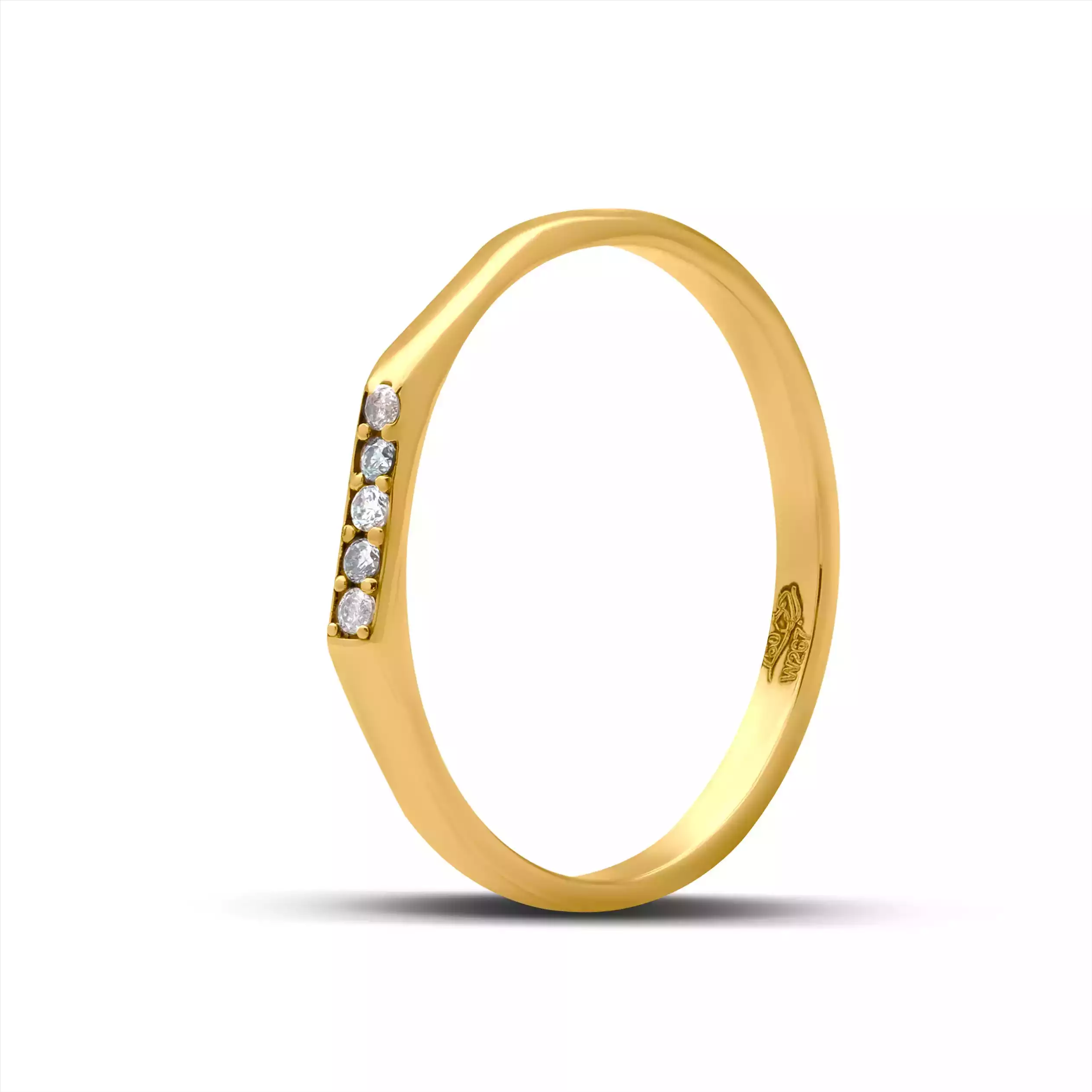 انگشتر طلا زنانه نگین دار خطی تاکا