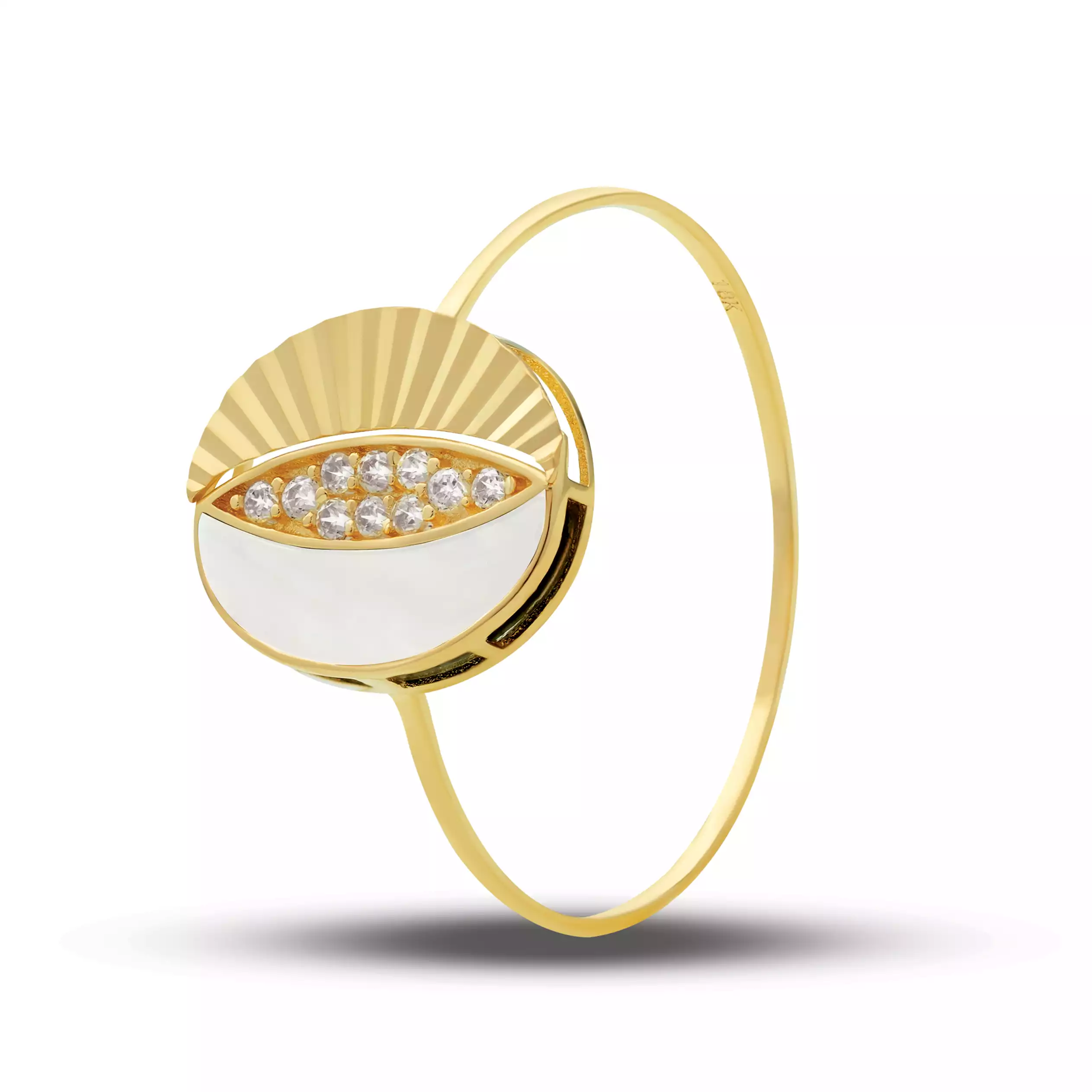 انگشتر طلا نگین دار دایره میناکاری آیریس