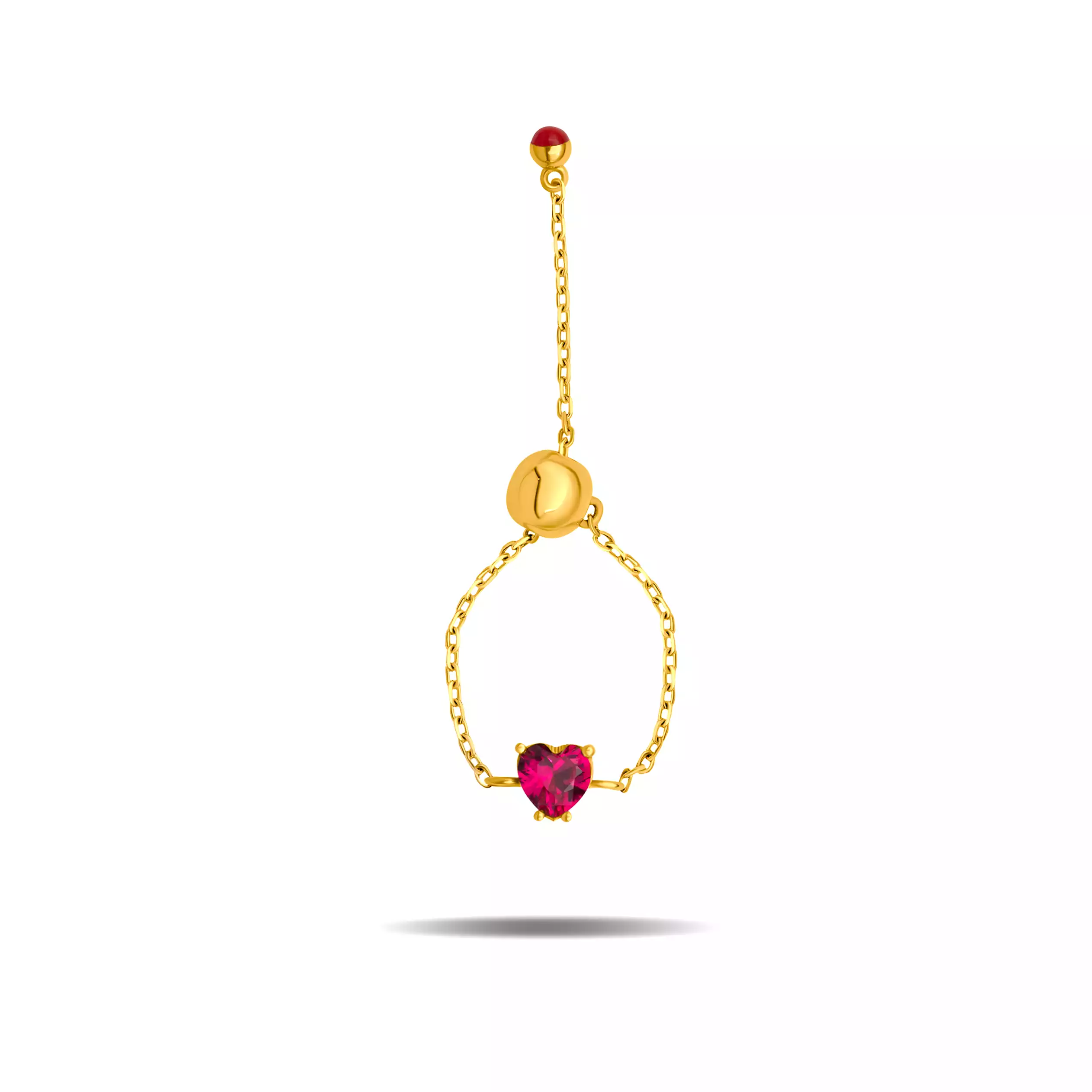 انگشتر طلا نگین دار آسانسوری قلب ایو