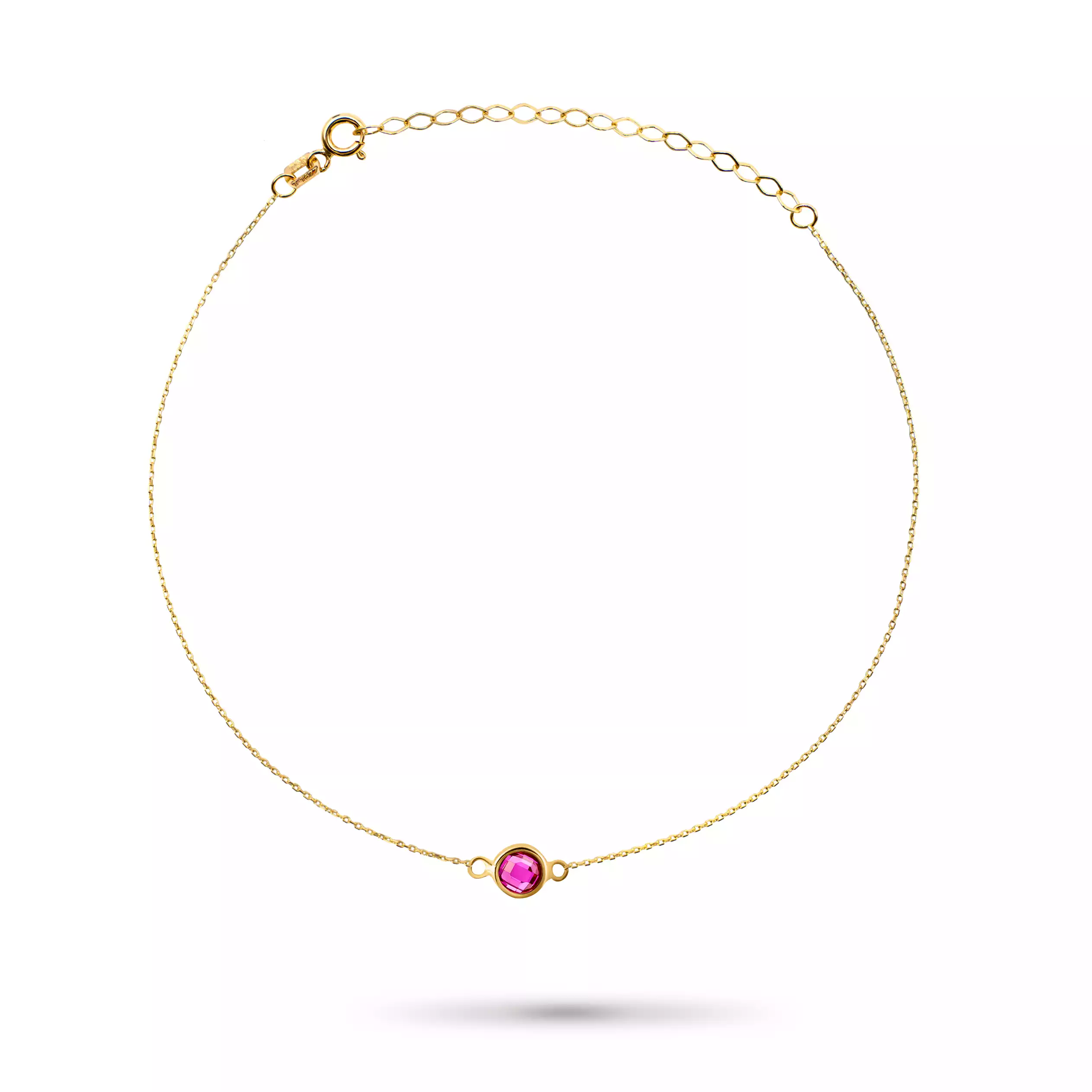 دستبند طلا تک سنگ مارکو قرمز