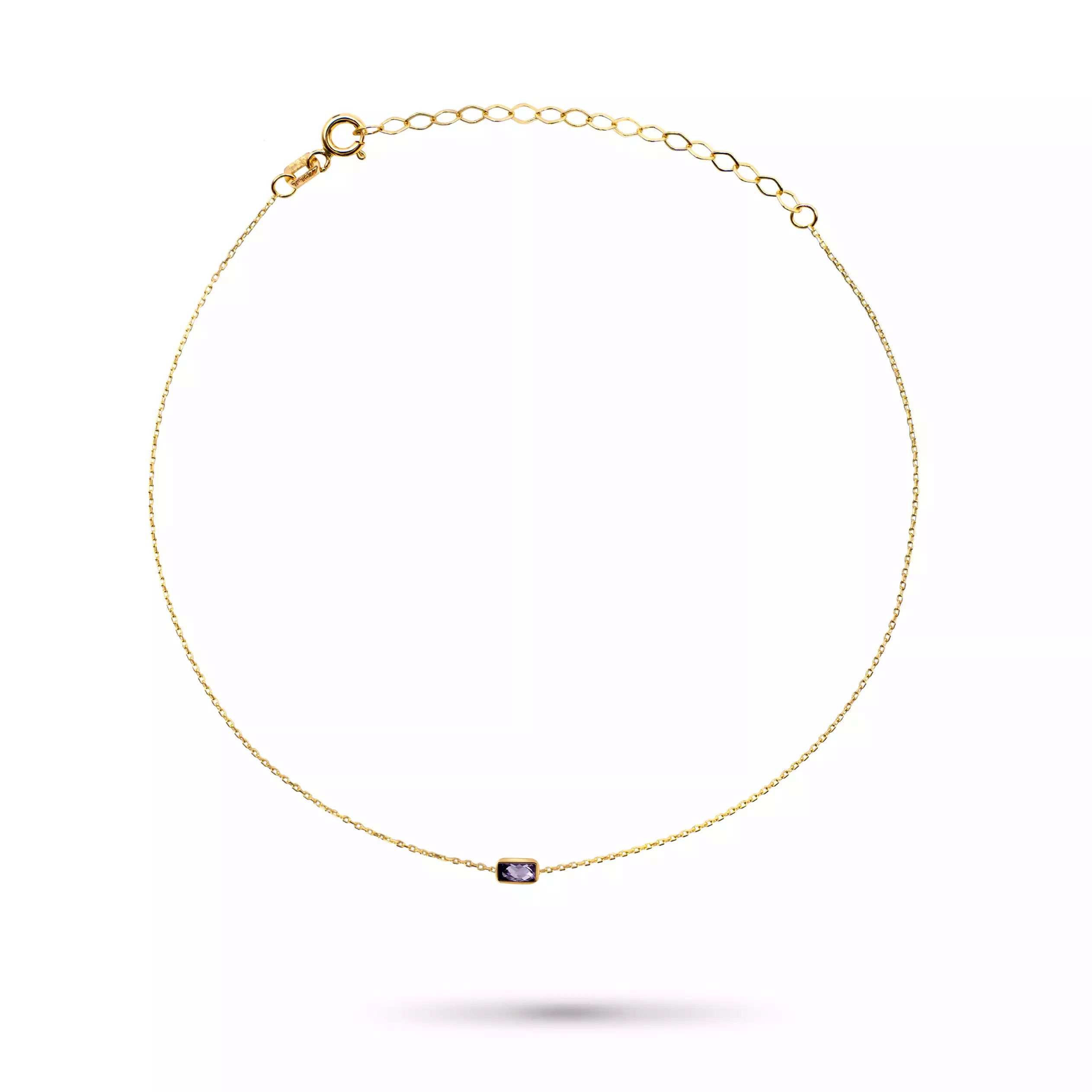 دستبند طلا تک نگین باگت بنفش