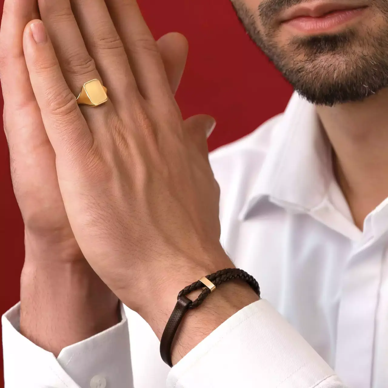 دستبند چرم طلا آرسین