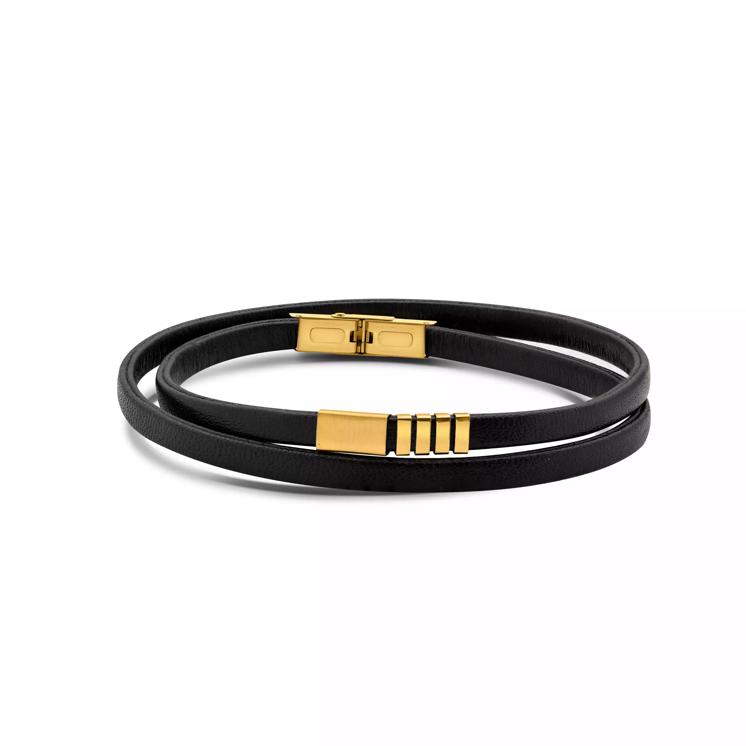 دستبند چرم طلا مردانه مدل زیگما