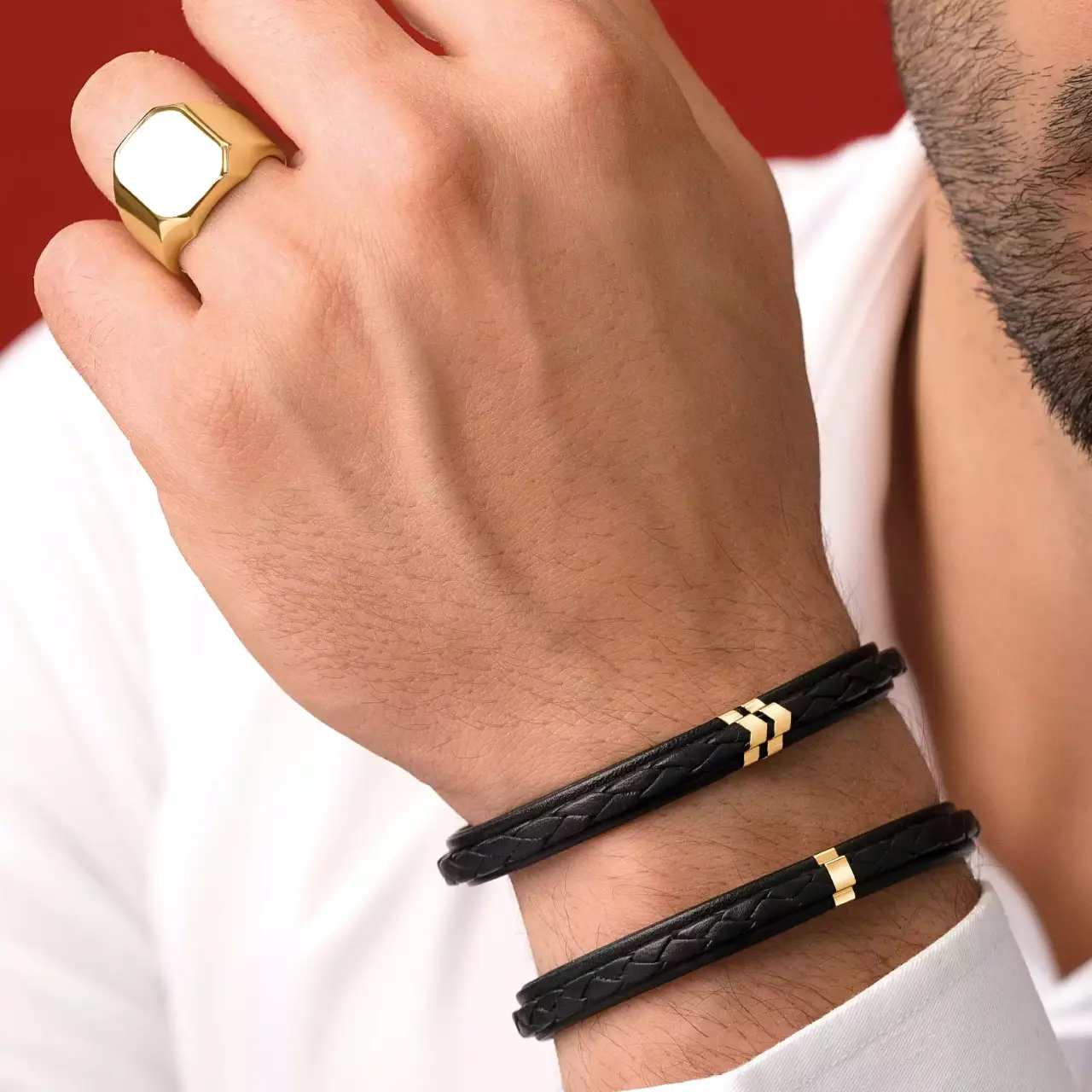 دستبند چرم طلا وِکتور