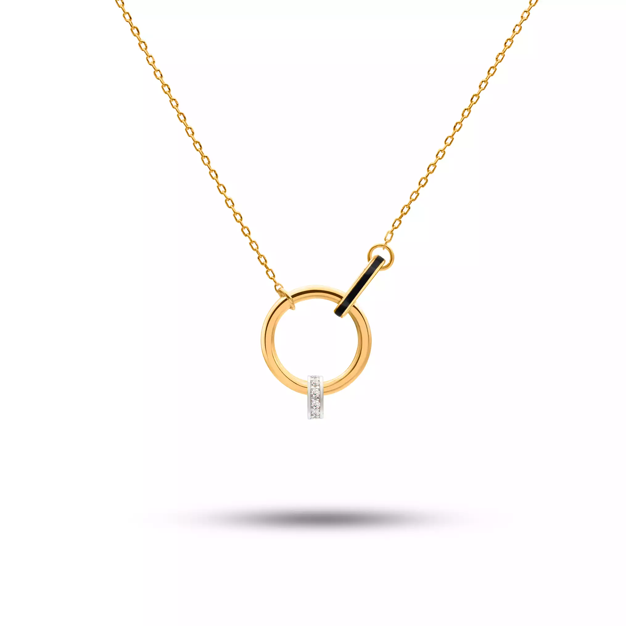 گردنبند طلا حلقه و لاین مشکی نوا