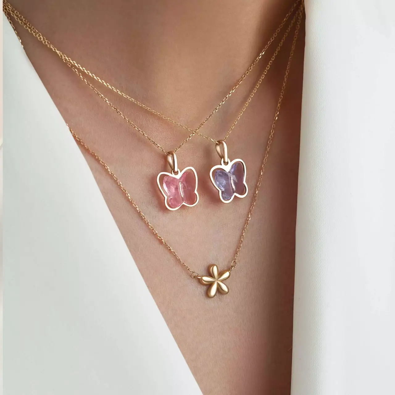 گردنبند طلا زنجیری گل روژین