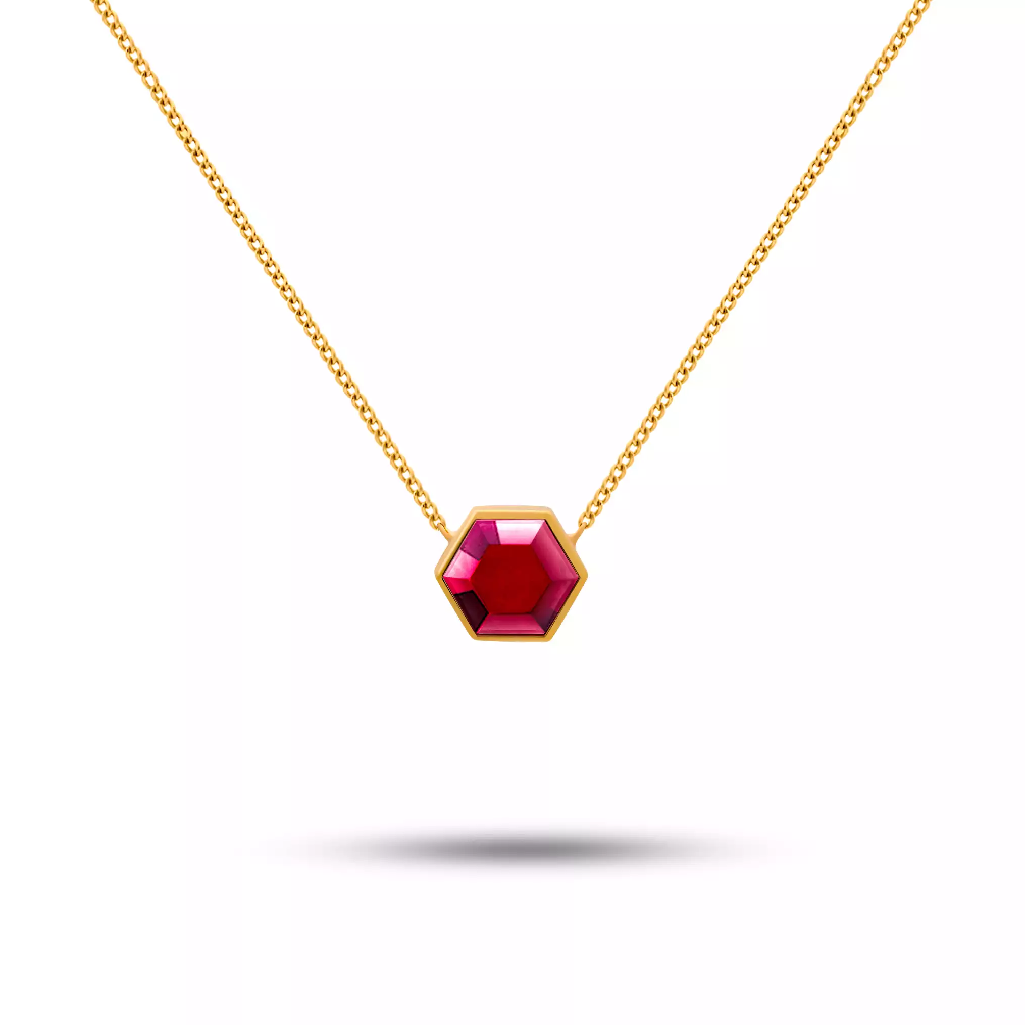 گردنبند طلا شش ضلعی صورتی