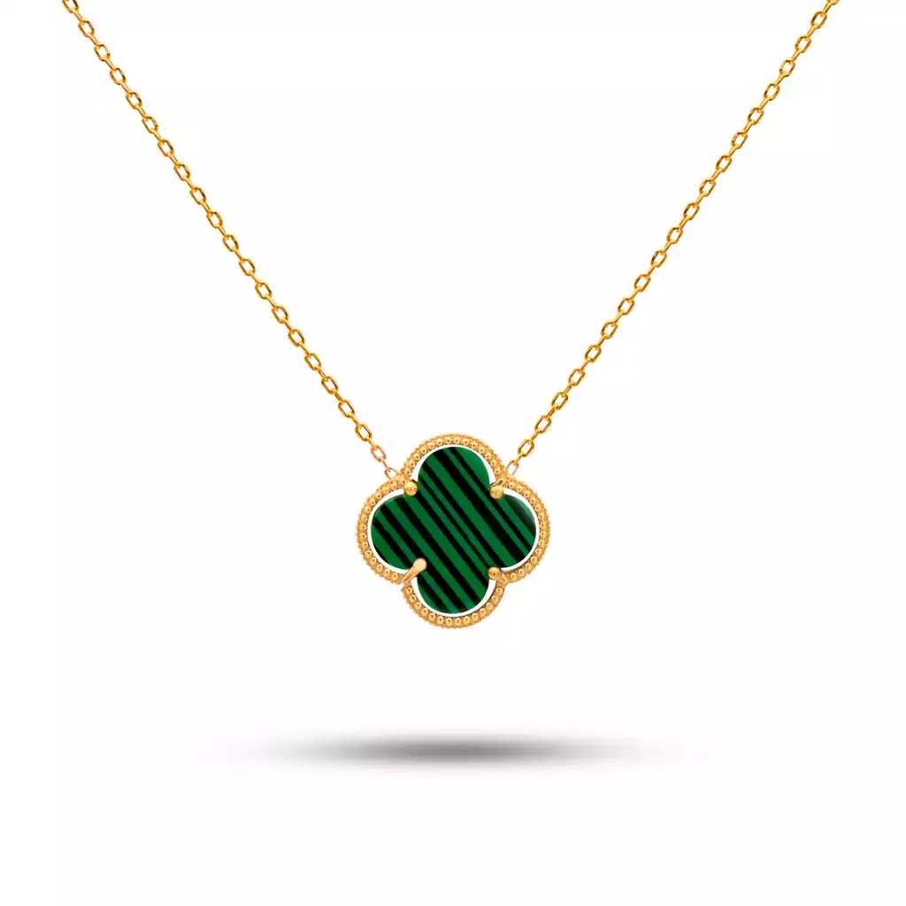 گردنبند طلا ونکلیف گوارسه سبز متوسط