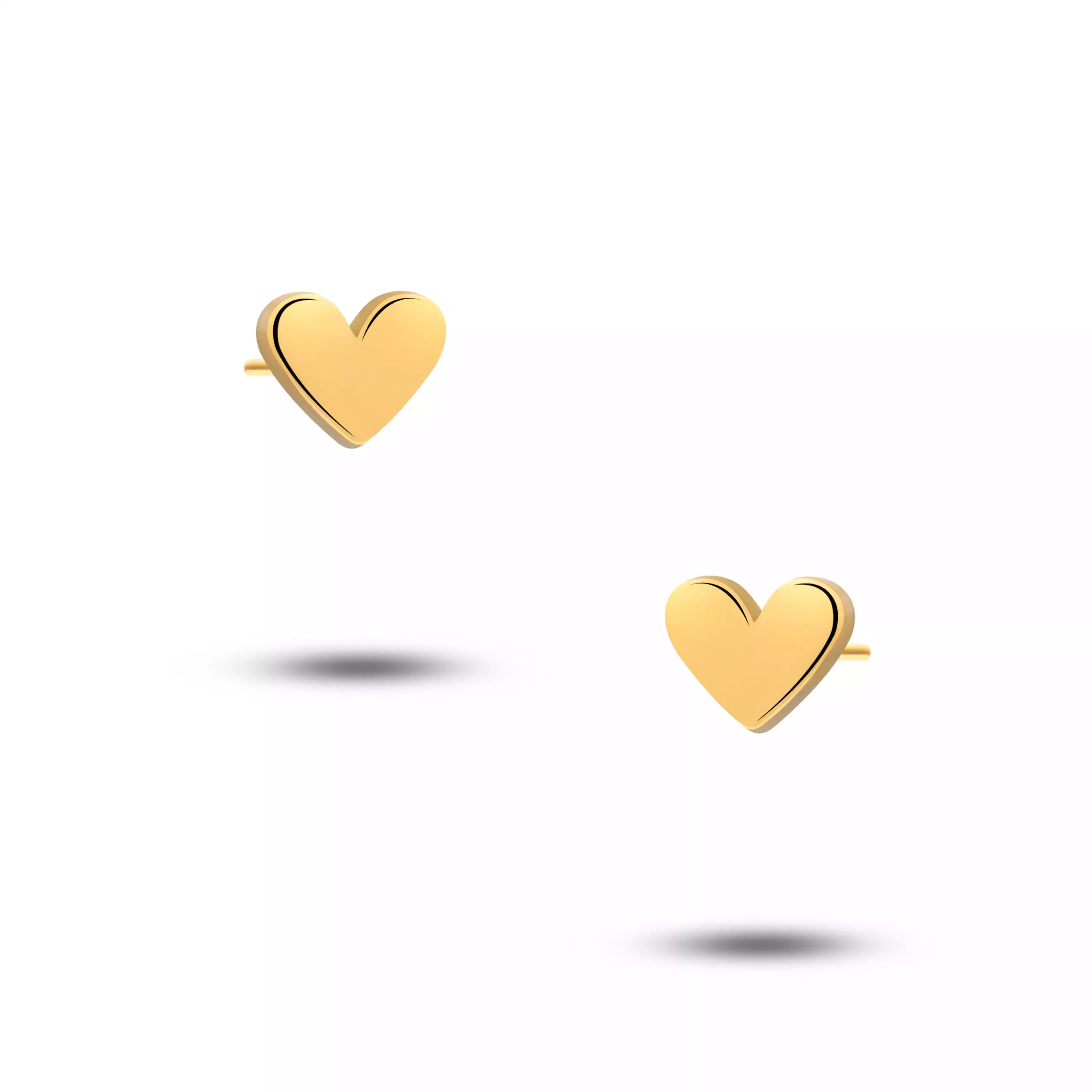 گوشواره طلا میخی قلب سه بعدی