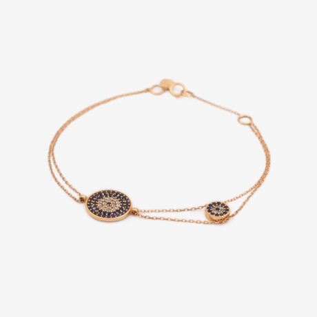 دستبند طلای 18 عیار مدل چشم زخم نگین دار