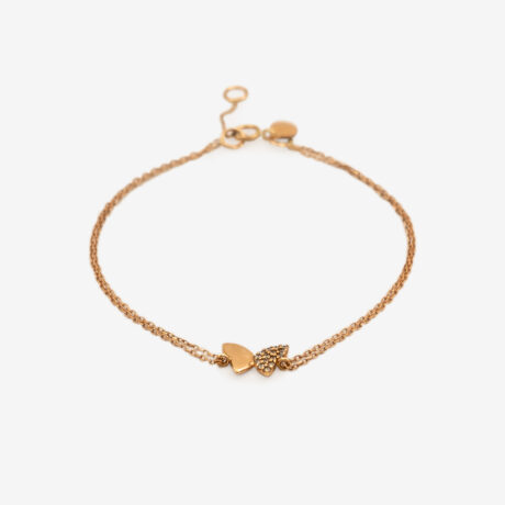 دستبند طلای 18 عیار مدل پروانه نگین دار