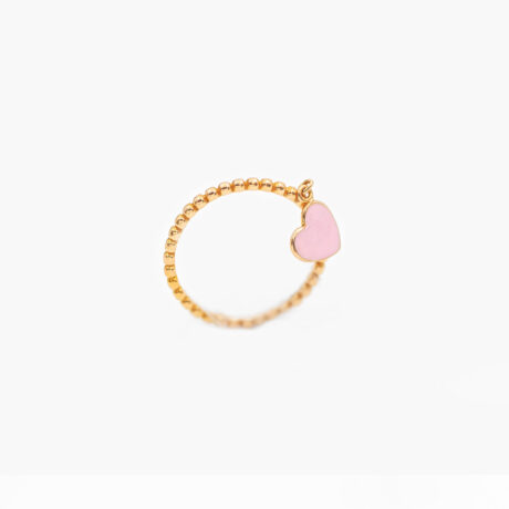 انگشتر طلا 18 عیار زنانه مدل آویز قلب صورتی