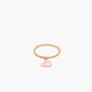 انگشتر طلا 18 عیار زنانه مدل آویز قلب صورتی