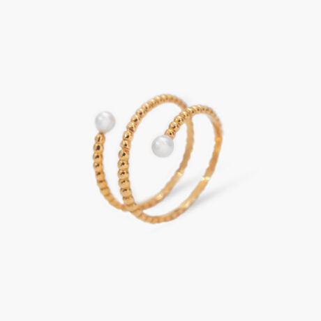 انگشتر طلای 18 عیار زنانه مدل پیچک مروارید