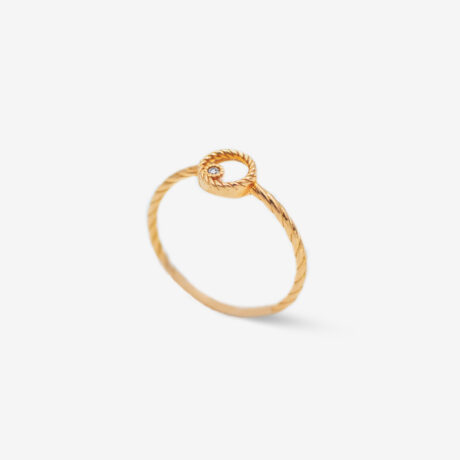 انگشتر طلای 18 عیار زنانه مدل پیچ تک نگین