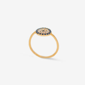 انگشتر طلا 18 عیار زنانه مدل چشم زخم نگین دار