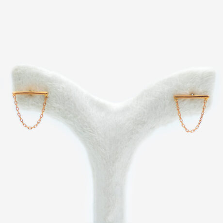 گوشواره طلای 18 عیار مدل میخی خط زنجیر