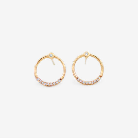 گوشواره طلای 18 عیار میخی مدل دایره نگین دار