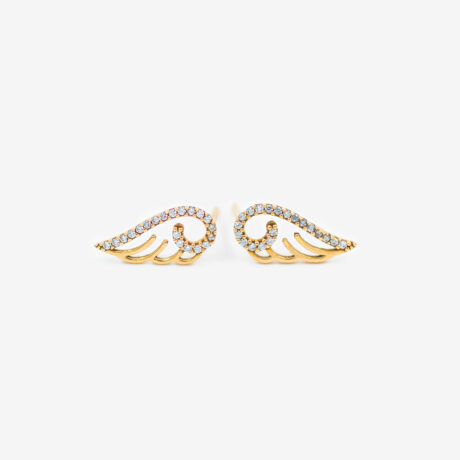 گوشواره طلای 18 عیار میخی مدل بال نگین دار