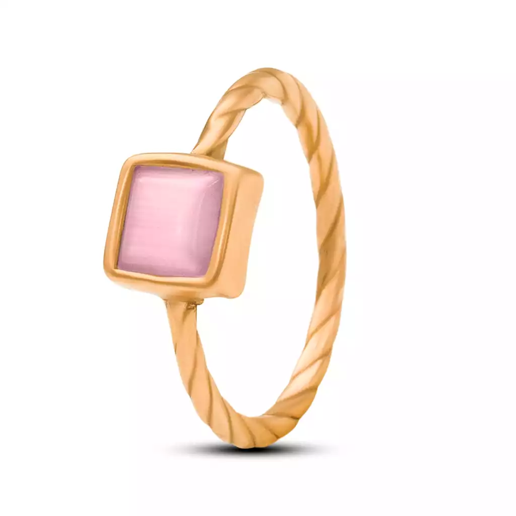 انگشتر طلا با سنگ رزکوارتز