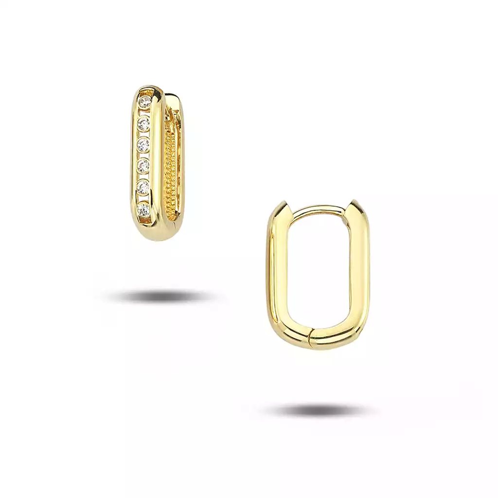 گوشواره طلا بیضی نگین دار