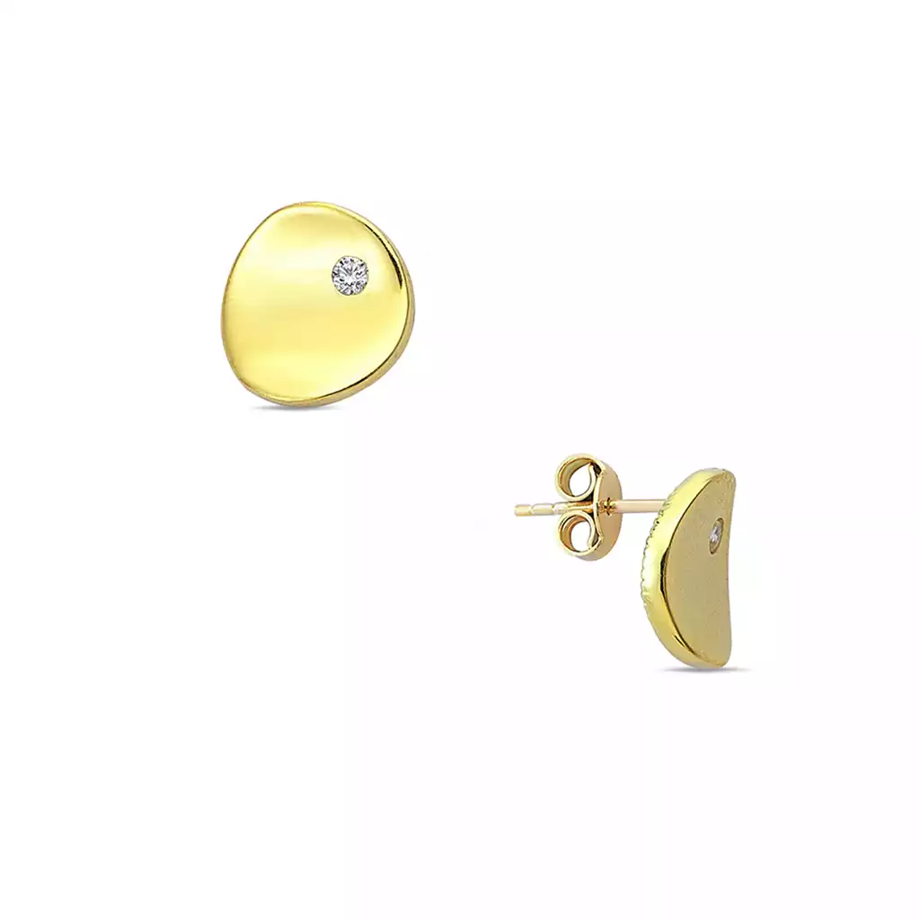 گوشواره طلا میخی دایره نگین دار