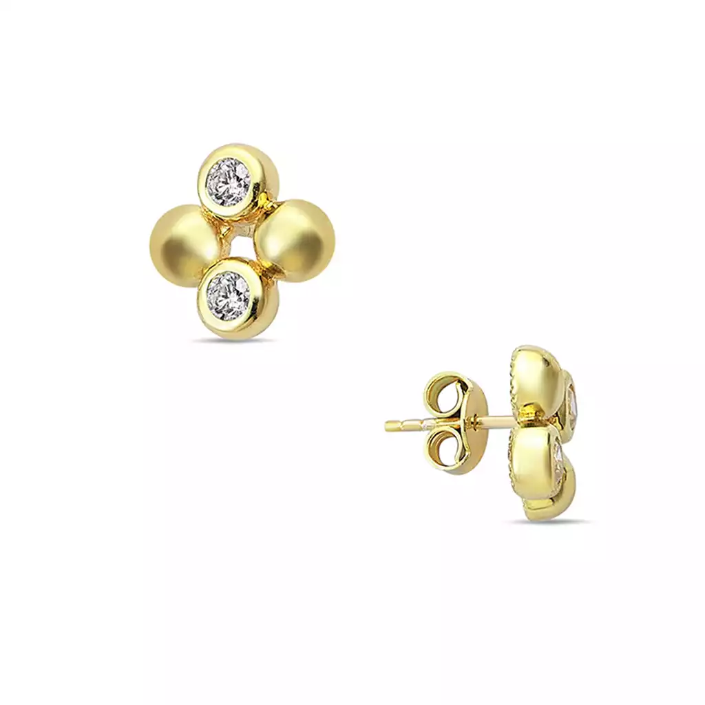 گوشواره طلا میخی چهار گوی