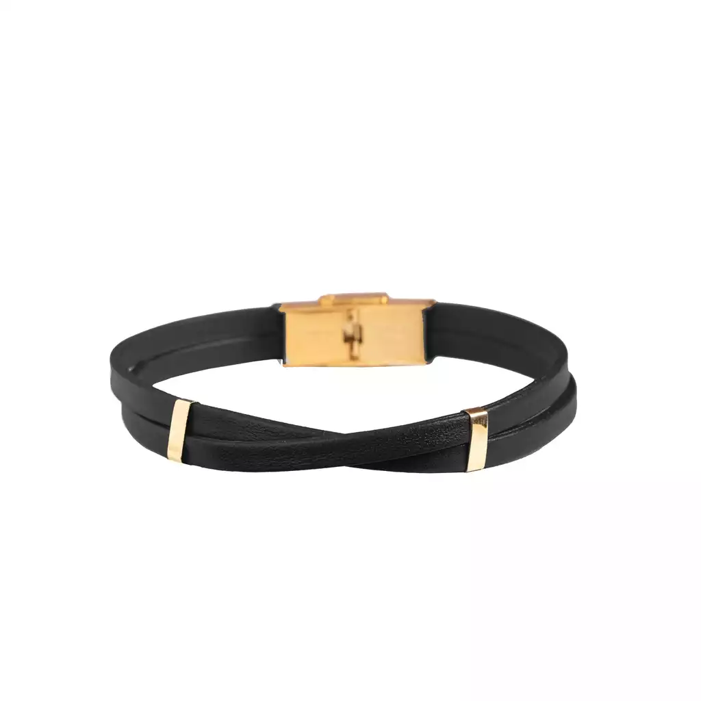 دستبند طلا چرم اهورا ضربدری