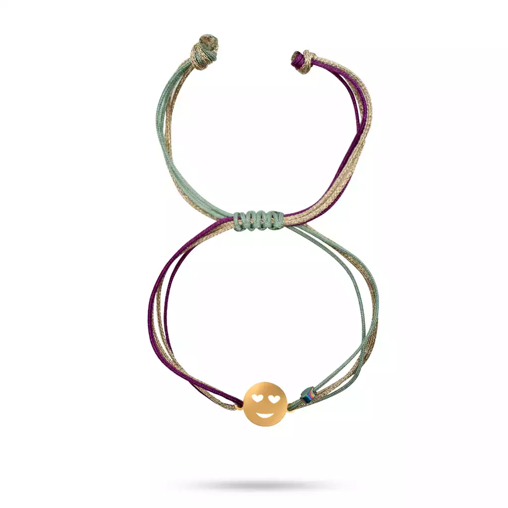 دستبند طلا بافت ایموجی قلبی