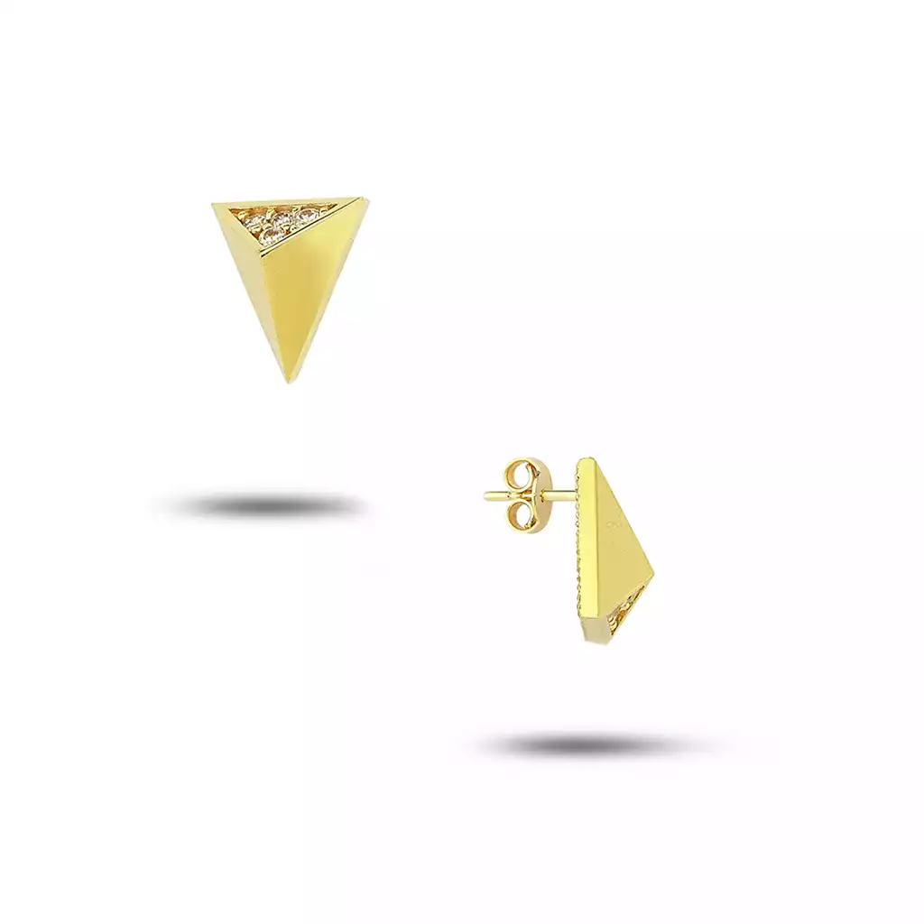 گوشواره طلا هرمی نگین دار