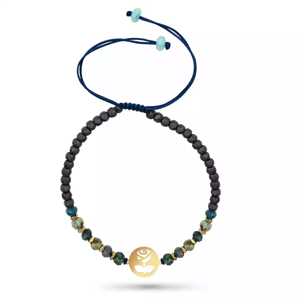 دستبند طلا مهره ای گل رز