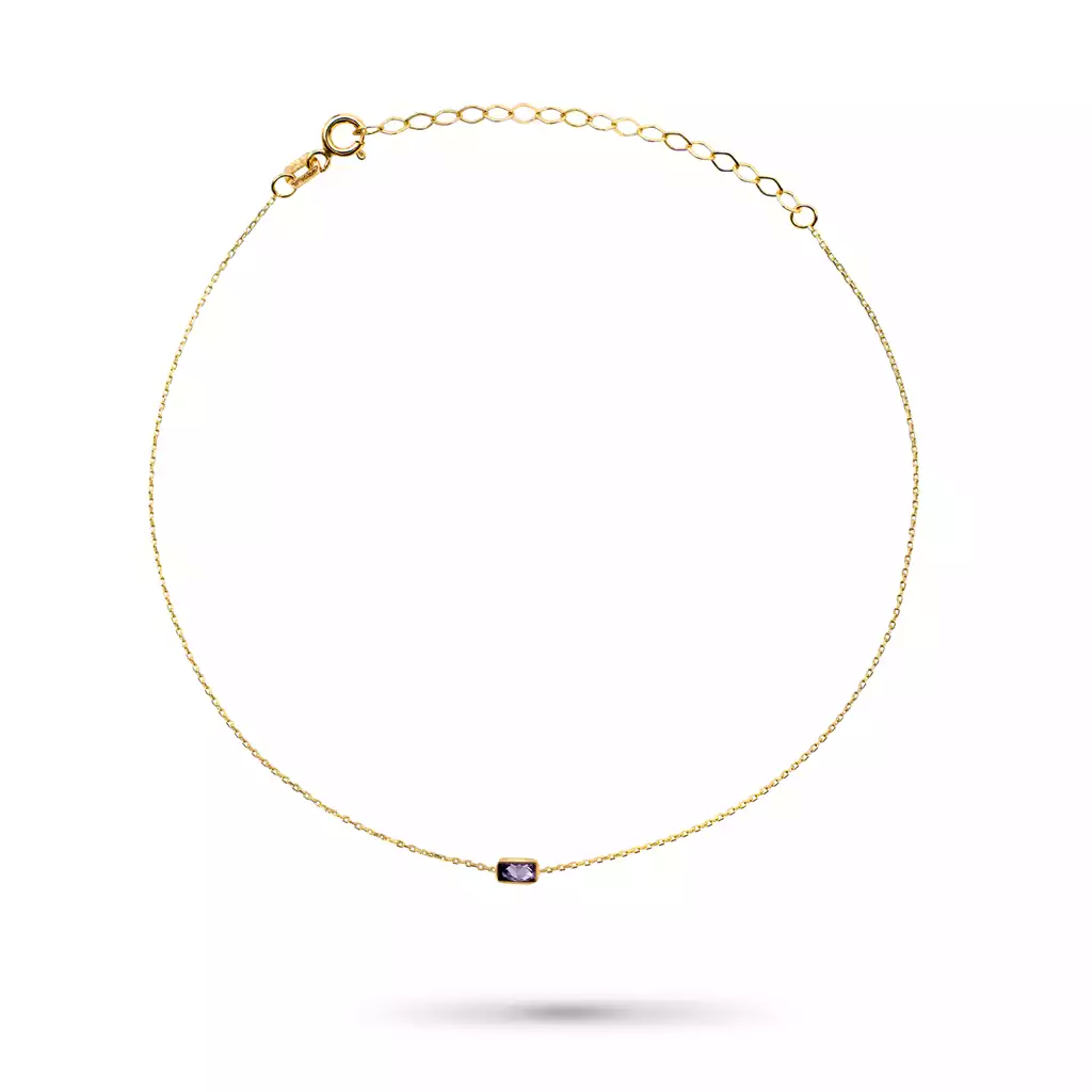 دستبند طلا تک نگین باگت بنفش