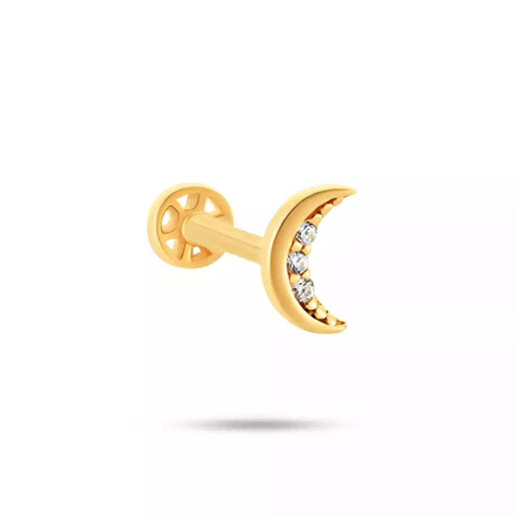 پیرسینگ طلا ماه نگین دار