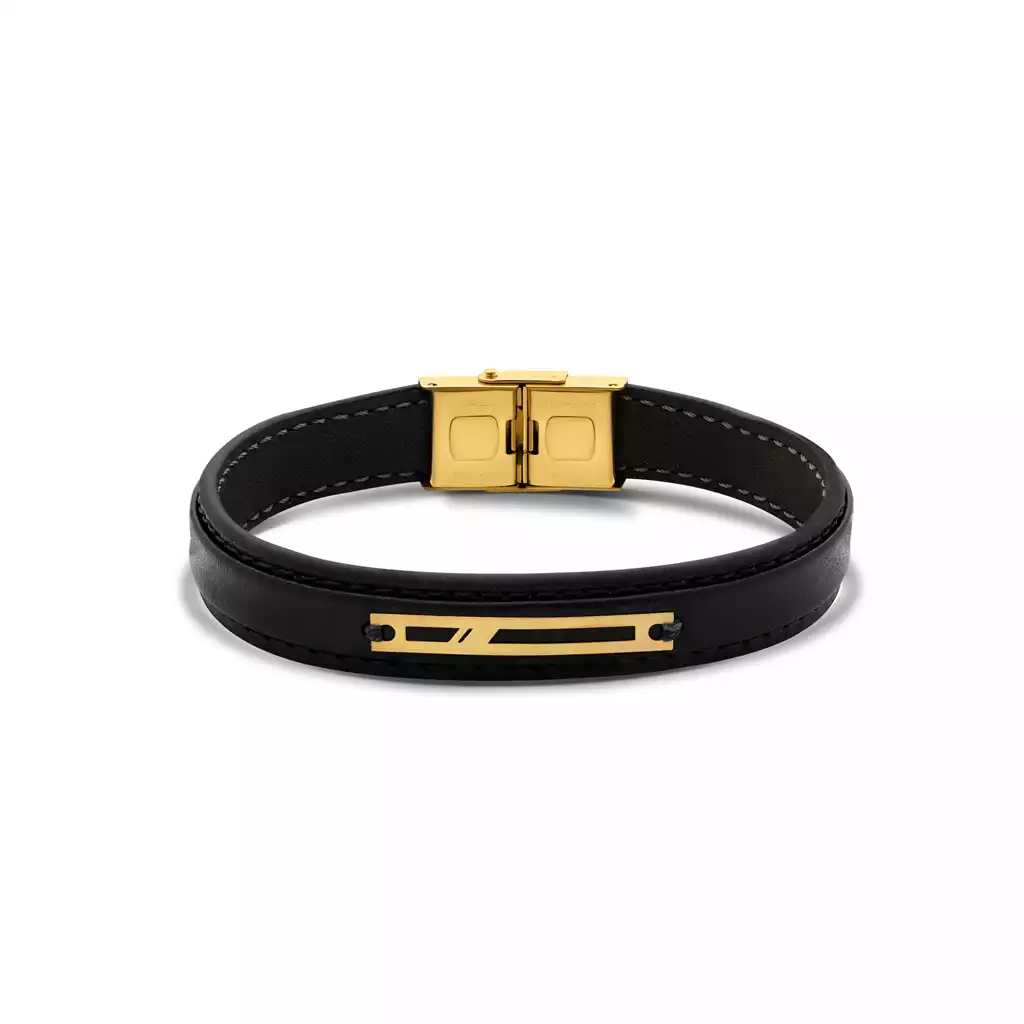 دستبند چرم و طلا پله موفقیت