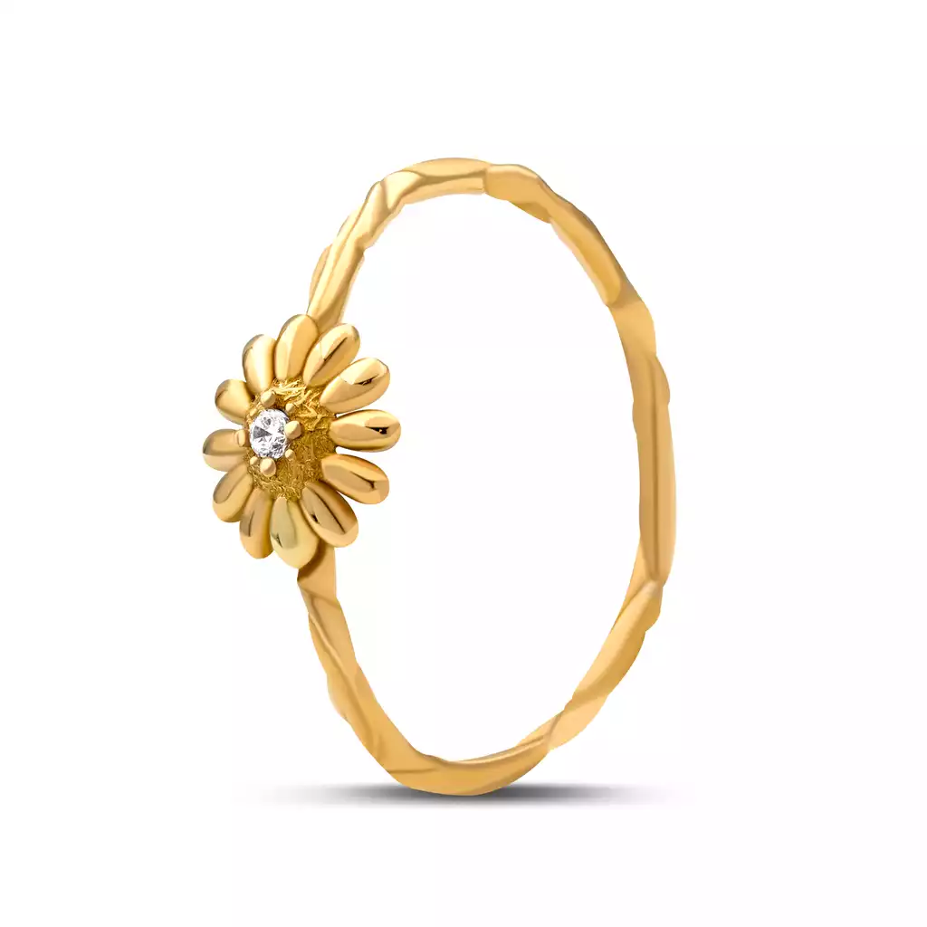 انگشتر طلا نگین دار گل درسا