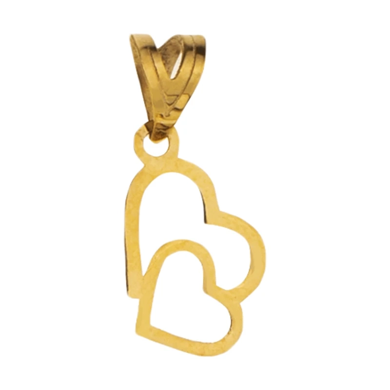 آویز گردنبند طلا 18 عیار زنانه مدل دو قلب کد MM1481