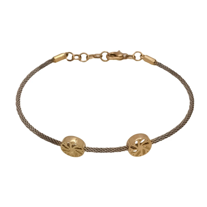 دستبند النگویی طلا کم اجرت 18 عیار زنانه ناریا مدل دابل سیرکل FA19