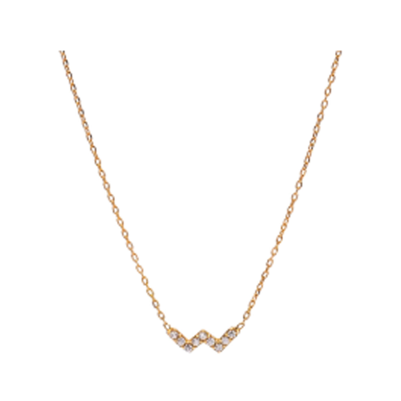 گردنبند طلا زنانه مدل زیگزاگ نگین دار کد 1