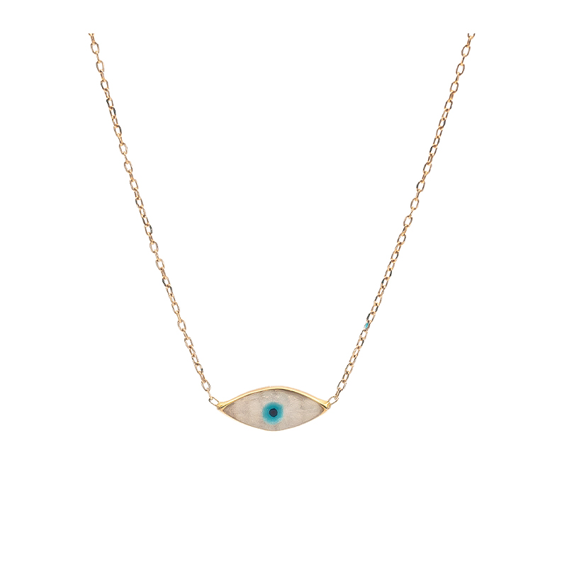 گردنبند طلا زنانه مدل چشم زخم آسمونی میناکاری