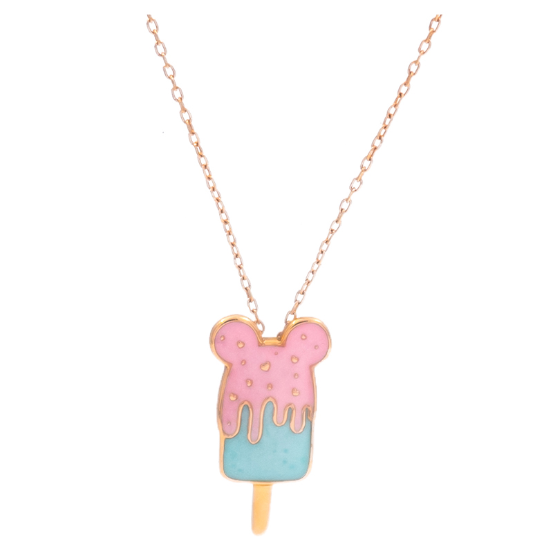 گردنبند طلا بچگانه مدل بستنی میناکاری