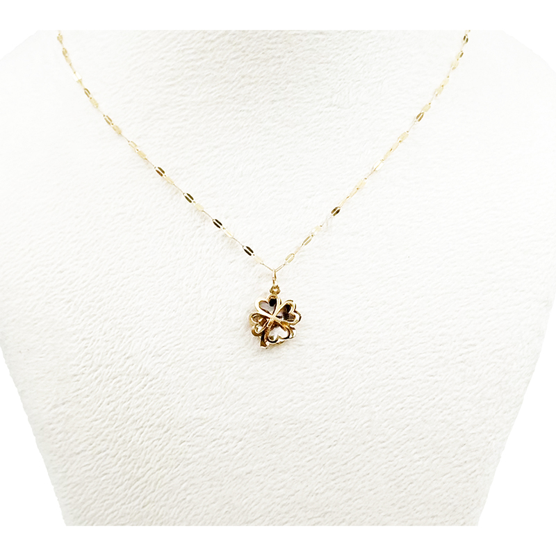 آویز طلا زنانه مدل شبدر آینه ای