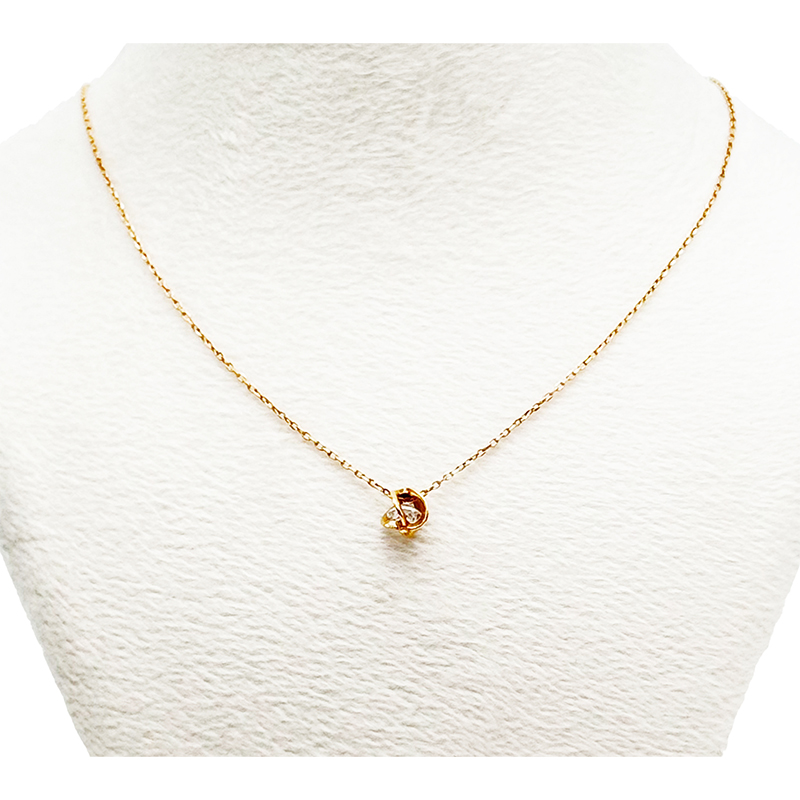 گردنبند طلا زنانه مدل تک نگین چرخان