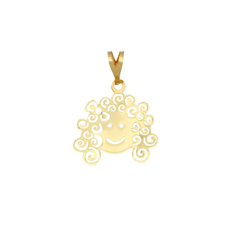 آویز گردنبند طلا 18 عیار دخترانه مدلMM2131 دختر مو فرفری