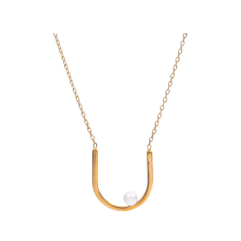 گردنبند طلا زنانه مدل U مرواریدی