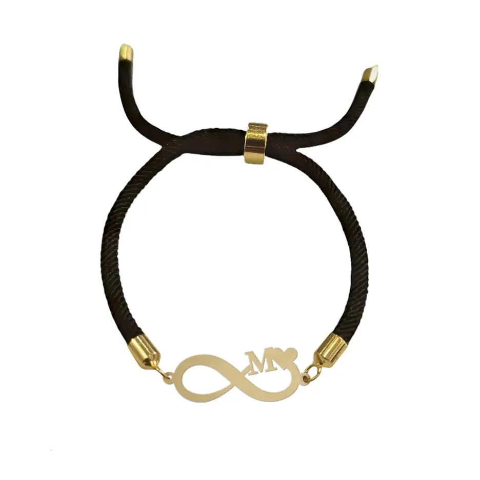 دستبند طلا زنانه بینهایت و حرف M کد D70-2
