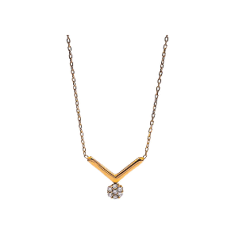 گردنبند طلا زنانه مدل V زیر نگین