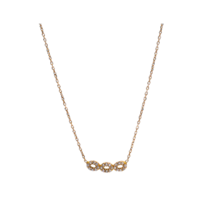 گردنبند طلا زنانه مدل سه حلقه نگین دار