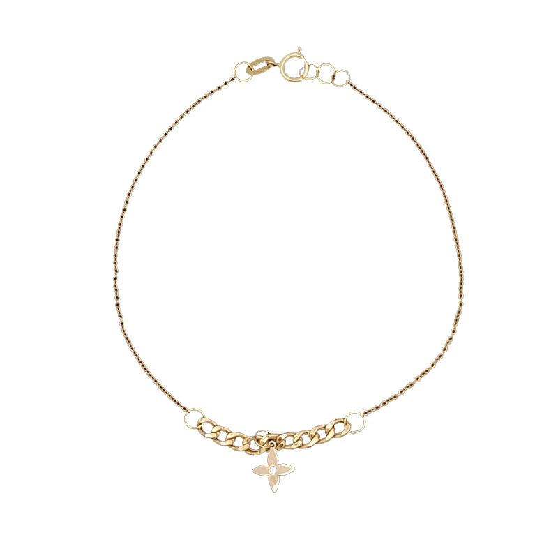 دستبند زنجیری طلا 18 عیار زنانه ناریا مدل چهارپر