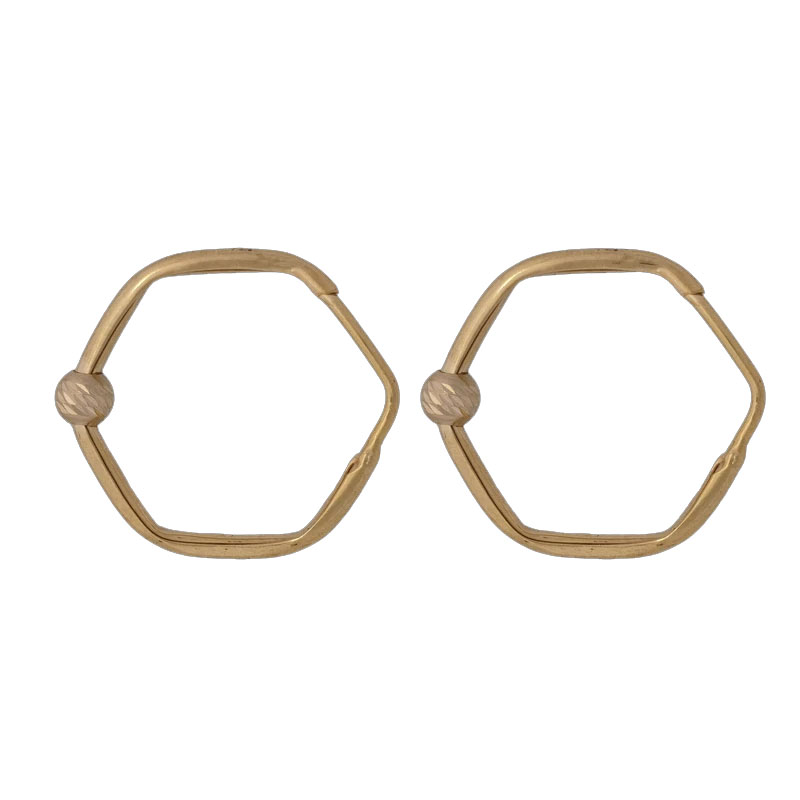 گوشواره طلا زنانه 18 عیار مدل هگزا 1 کد F26